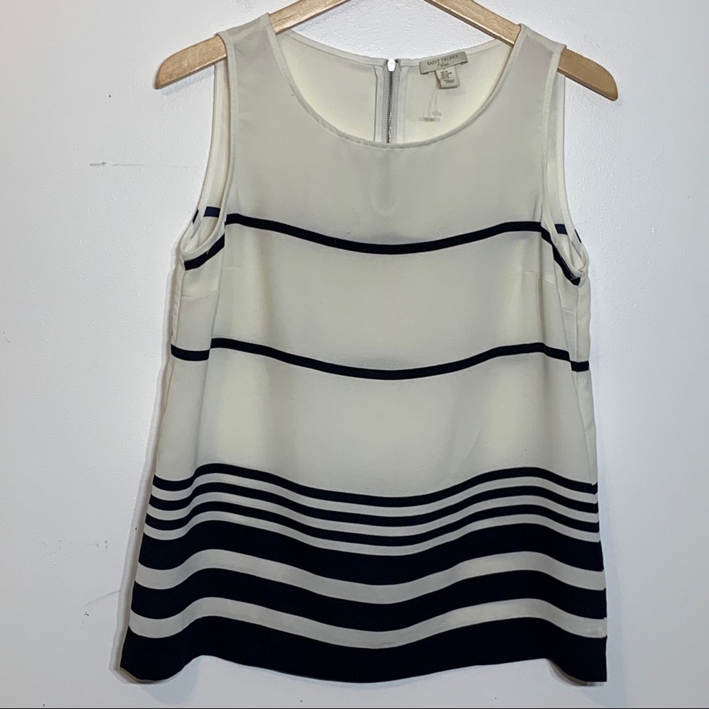 NWOT Saint Tropez West‎ Cream and Navy Striped Top